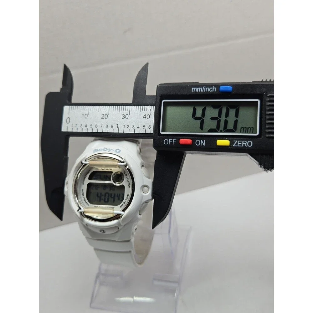 Casio Baby G Shock White Silver Digital Womens Y2K Sports 43mm Watch Alarm Timer